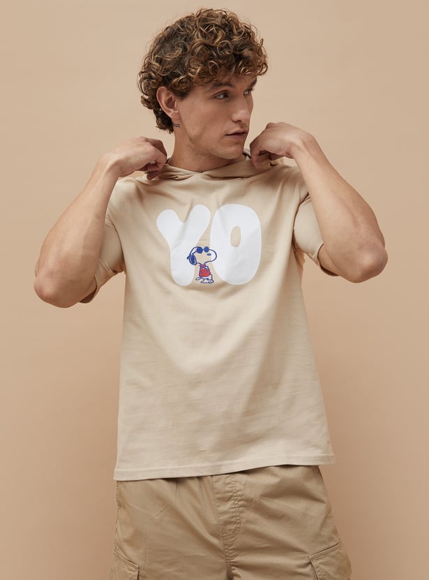 FAME FOREVER Snoopy Print Hooded T-shirt