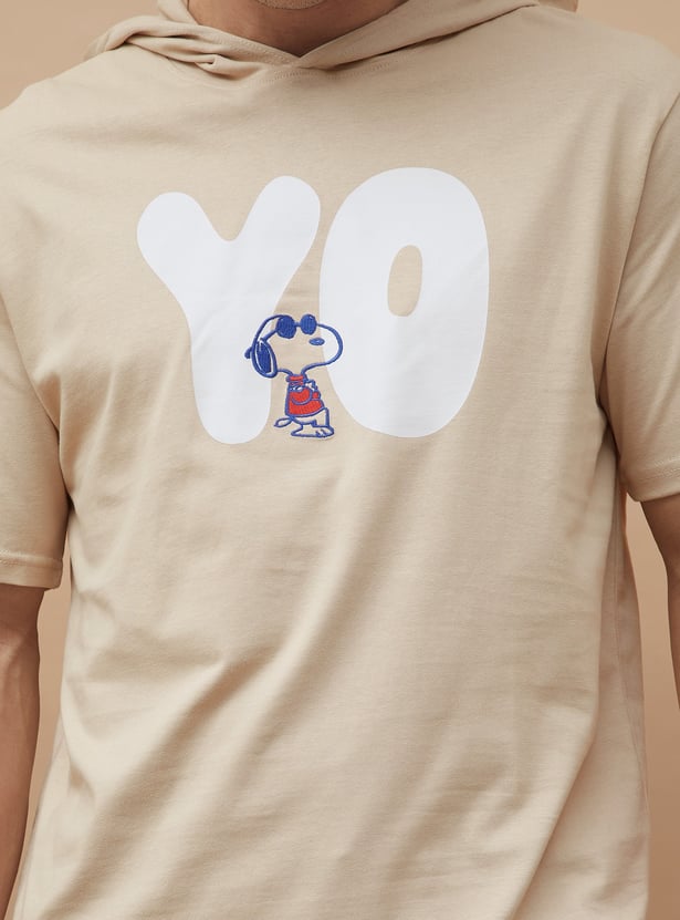 FAME FOREVER Snoopy Print Hooded T-shirt