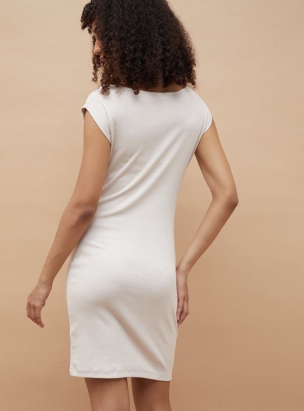 beige dress pants outfit Latte Halter Neck Bodycon Ribbed Knit Midi Dress main image 1