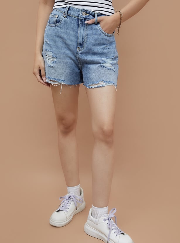GINGER Distressed Denim Shorts