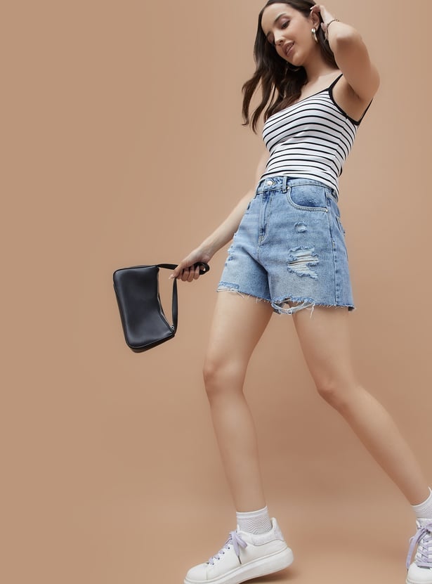GINGER Distressed Denim Shorts