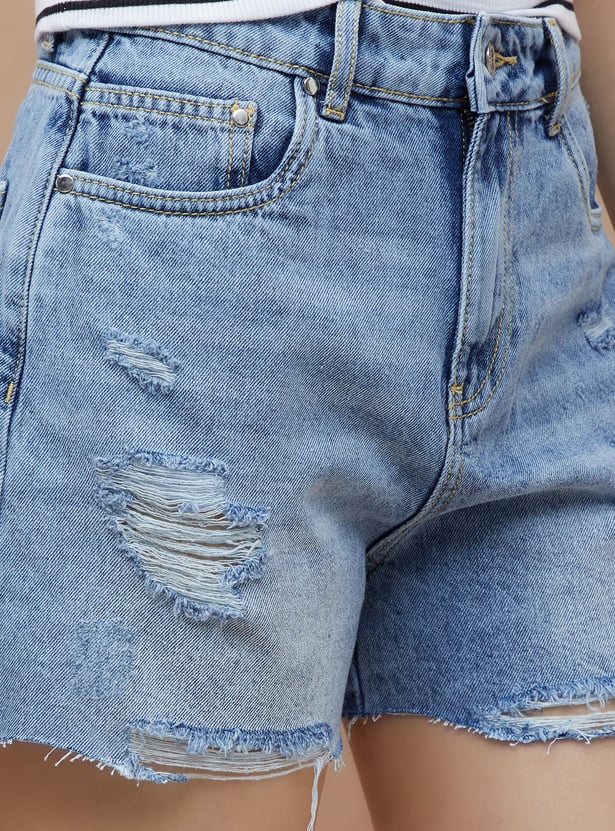 GINGER Distressed Denim Shorts