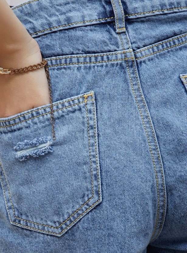 GINGER Distressed Denim Shorts