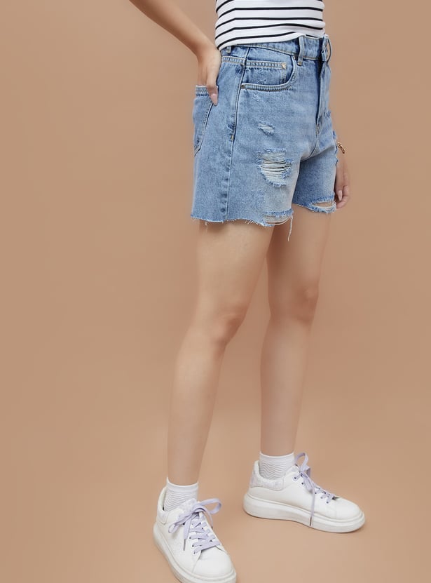 GINGER Distressed Denim Shorts