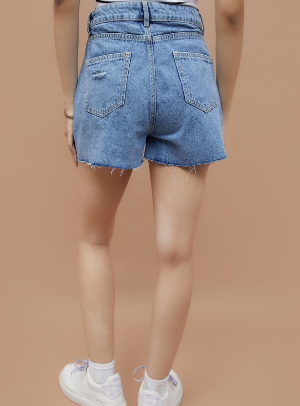 GINGER Distressed Denim Shorts