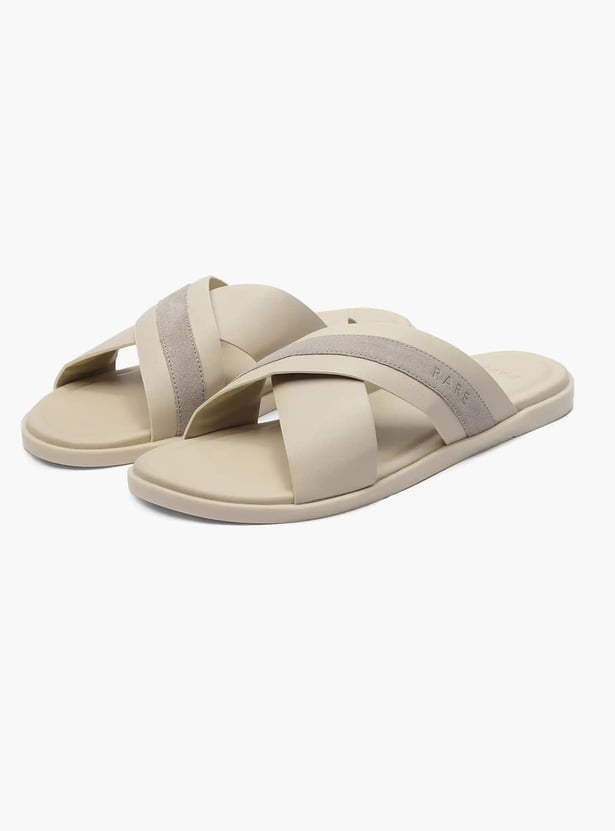 RARE RABBIT Stride Striped Leather Sandals