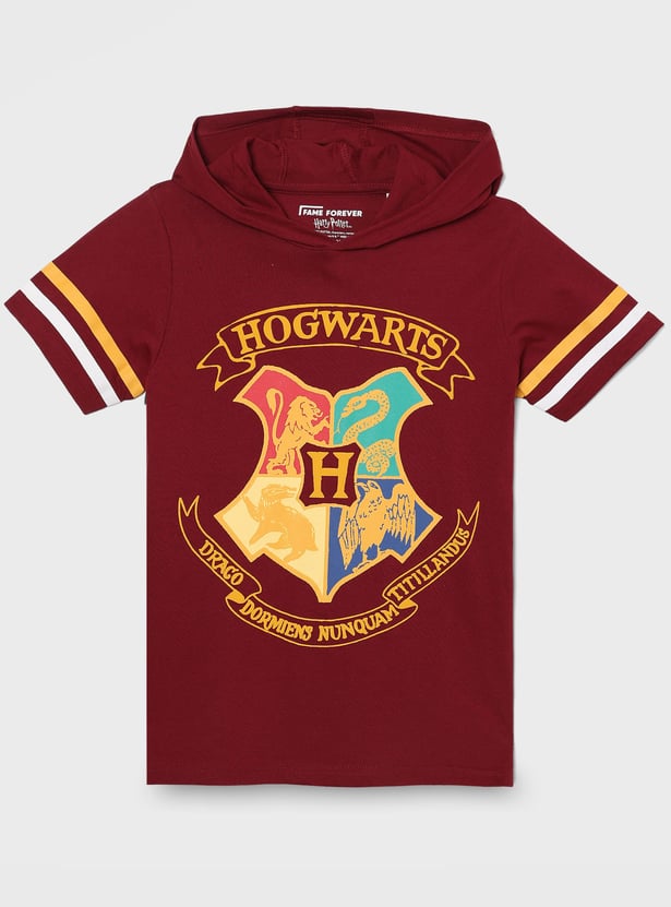 FAME FOREVER Boys Harry Potter Print Hooded T-shirt