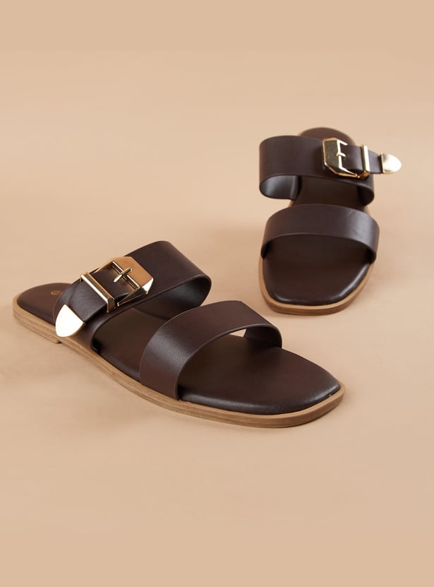 CODE Solid Flats with Buckle Detail