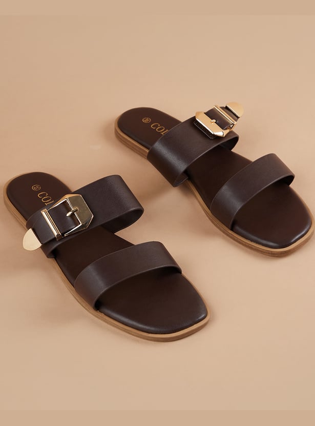 CODE Solid Flats with Buckle Detail