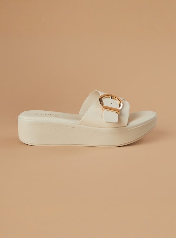 CODE Buckle Detail Platform Sandals