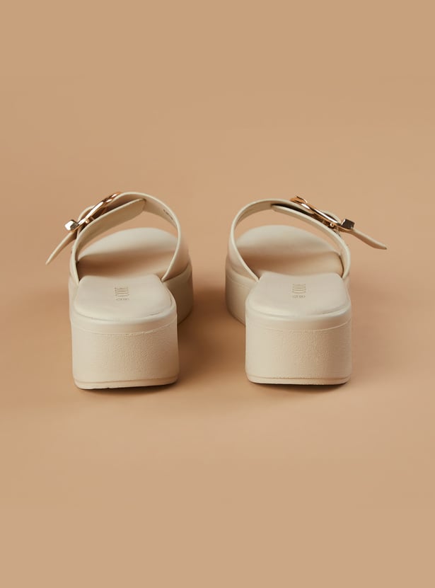 CODE Buckle Detail Platform Sandals