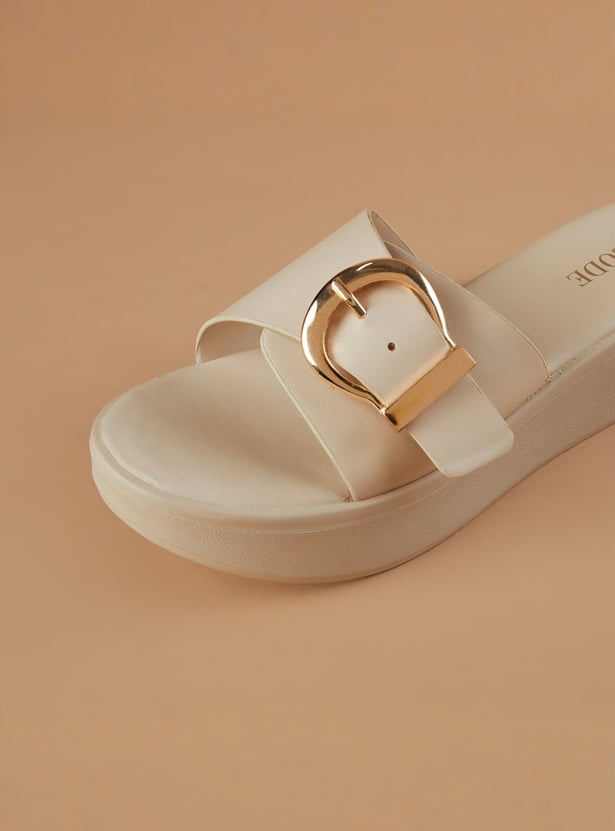 CODE Buckle Detail Platform Sandals