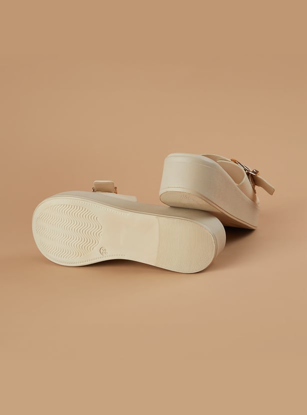 CODE Buckle Detail Platform Sandals