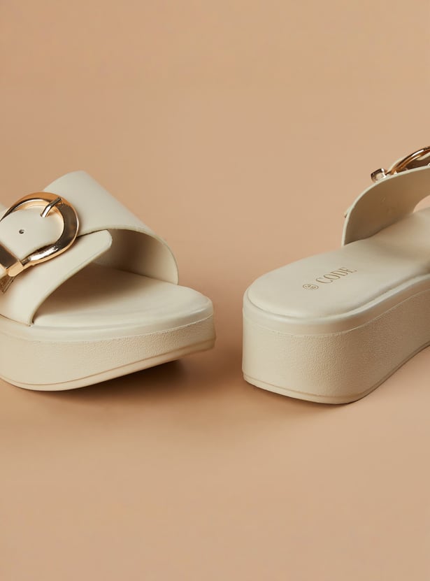 CODE Buckle Detail Platform Sandals