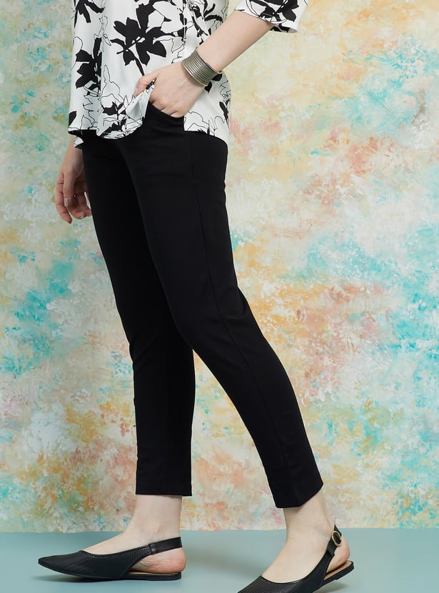 MELANGE Solid Straight Pants