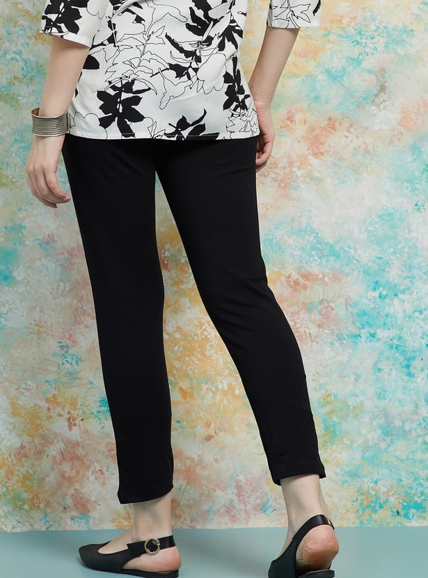 MELANGE Solid Straight Pants