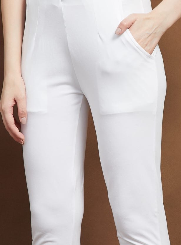 MELANGE Solid Straight Pants