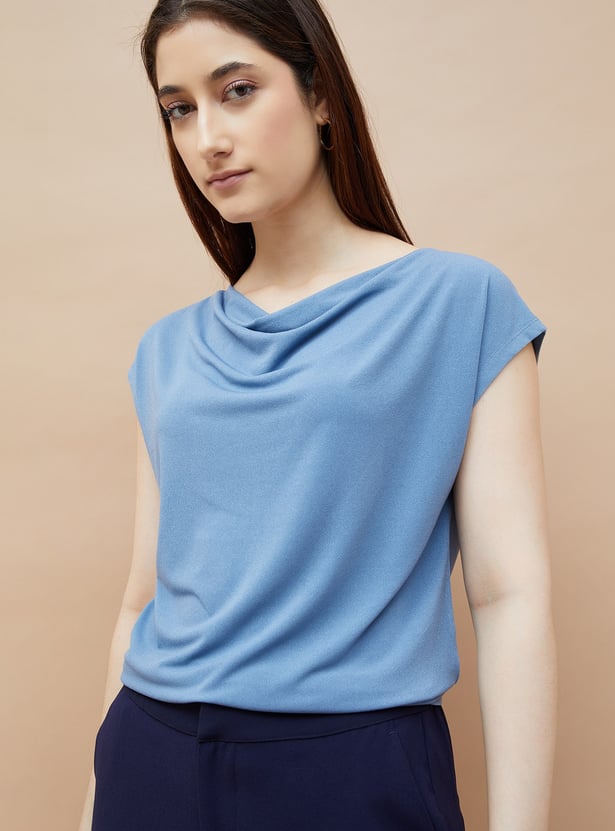 CODE Solid Cowl Neck Top