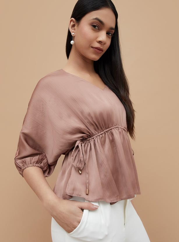 CODE Solid Batwing Sleeve Top