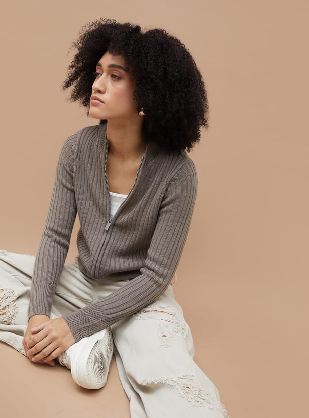 GINGER Knitted Zip-Up Sweater