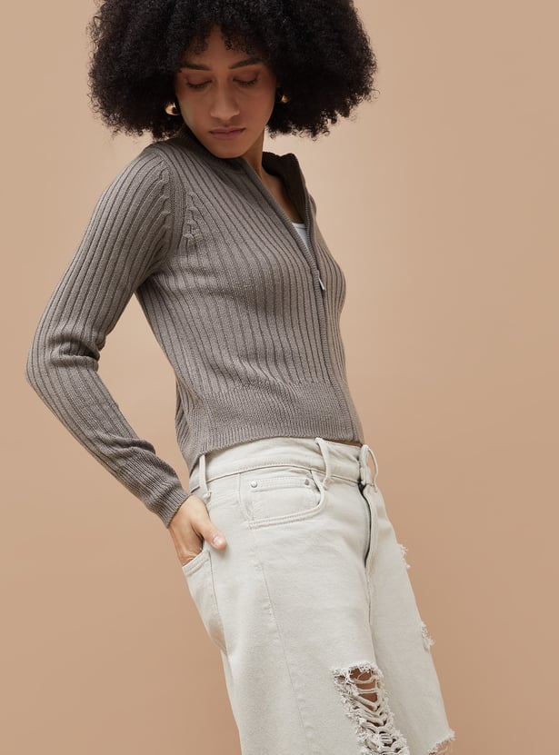 GINGER Knitted Zip-Up Sweater