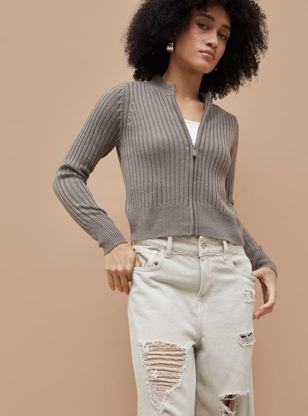 GINGER Knitted Zip-Up Sweater