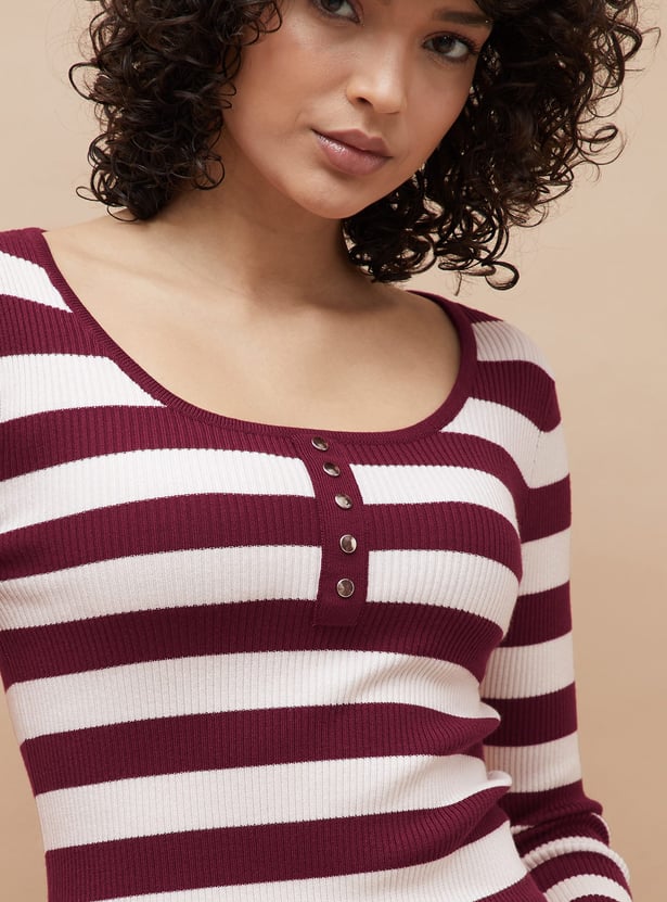 Buy GINGER Striped Scoop Neck Top from Ginger at just INR 999.0