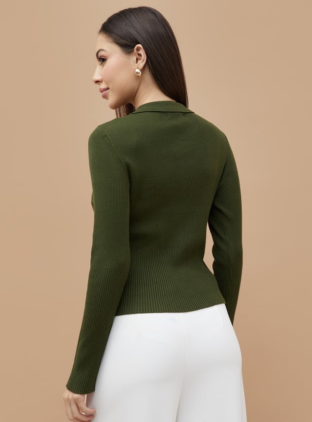 CODE CLASSIC Ribbed Collared Top