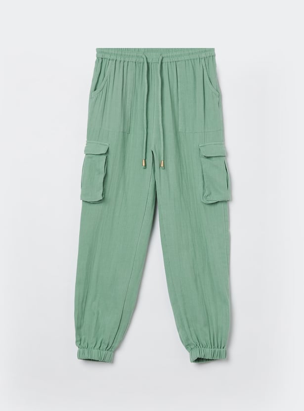 FAME FOREVER Girls Solid Cargo Joggers
