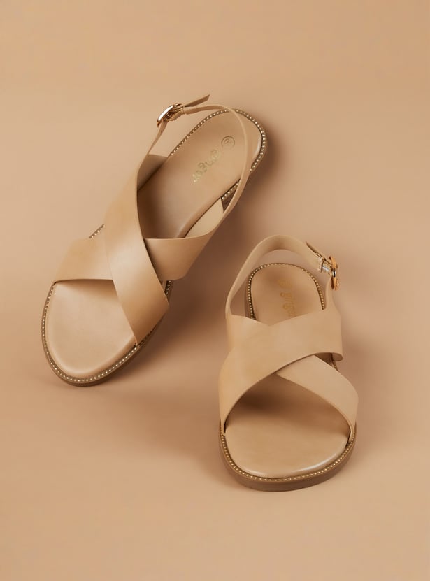 GINGER Criss-Cross Buckle Strap Flats