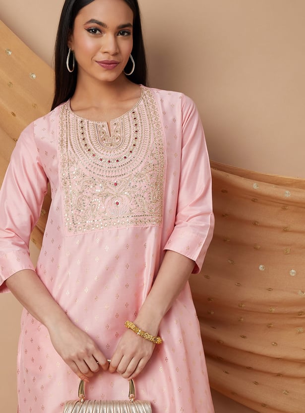 MELANGE Embroidered Yoke Straight Kurta