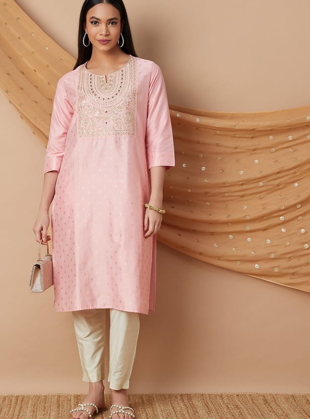 MELANGE Embroidered Yoke Straight Kurta