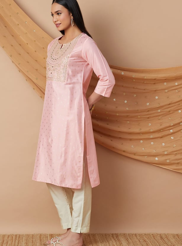 MELANGE Embroidered Yoke Straight Kurta