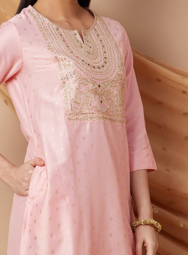 MELANGE Embroidered Yoke Straight Kurta