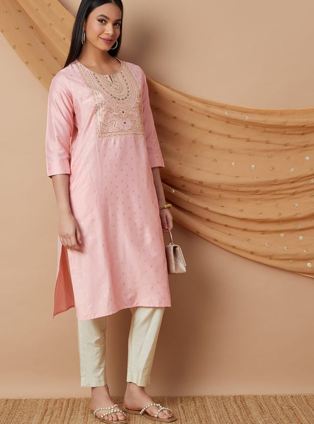 MELANGE Embroidered Yoke Straight Kurta