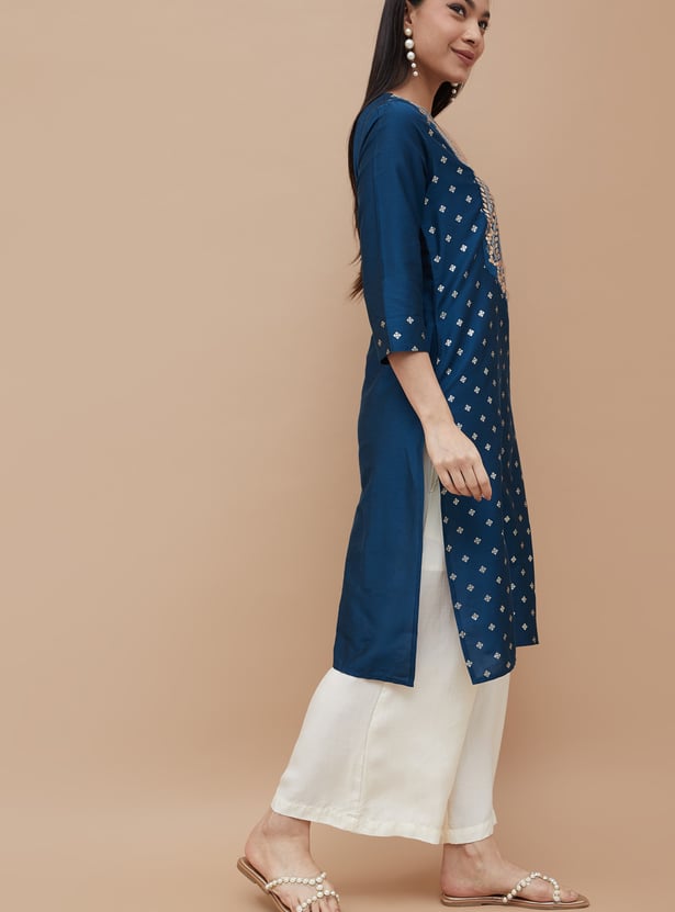 MELANGE Embroidered Yoke Straight Kurta