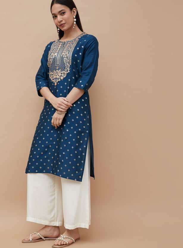 MELANGE Embroidered Yoke Straight Kurta
