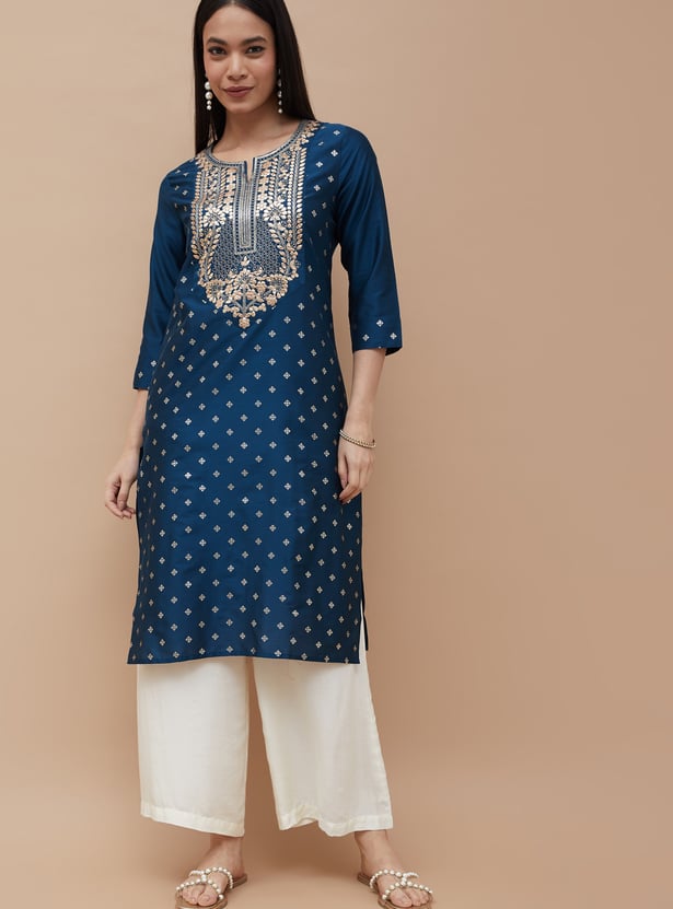 MELANGE Embroidered Yoke Straight Kurta