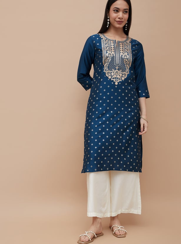 MELANGE Embroidered Yoke Straight Kurta