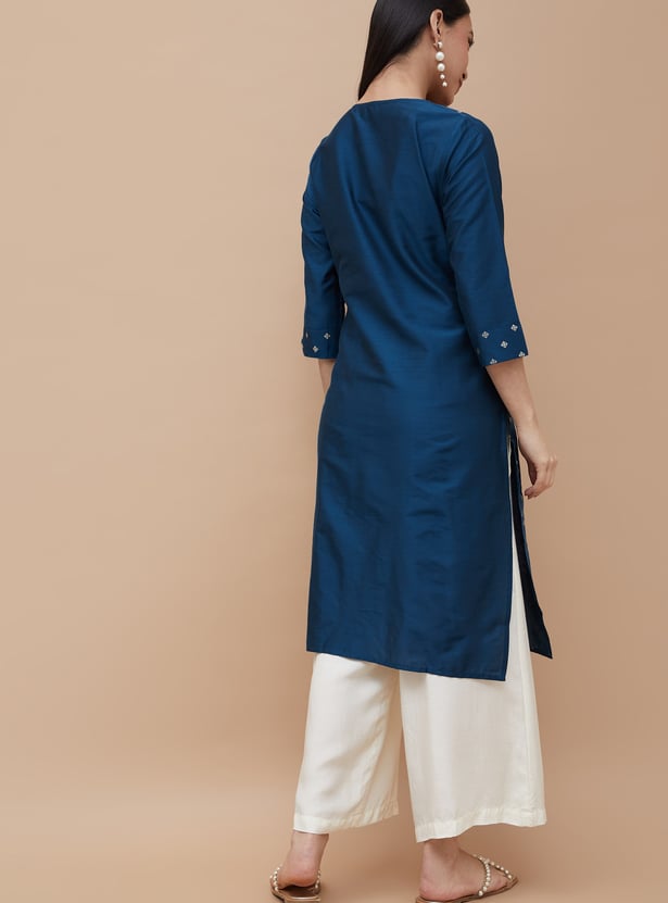 MELANGE Embroidered Yoke Straight Kurta