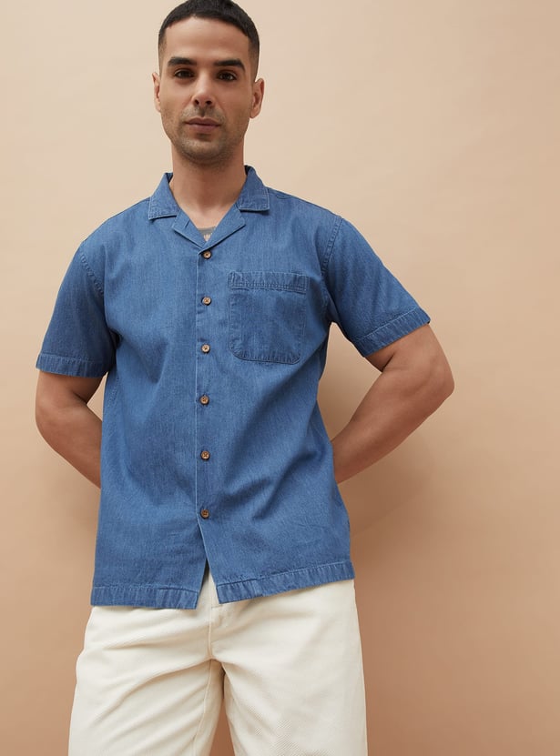 CODE UNWIND Washed Regular Fit Denim Shirt