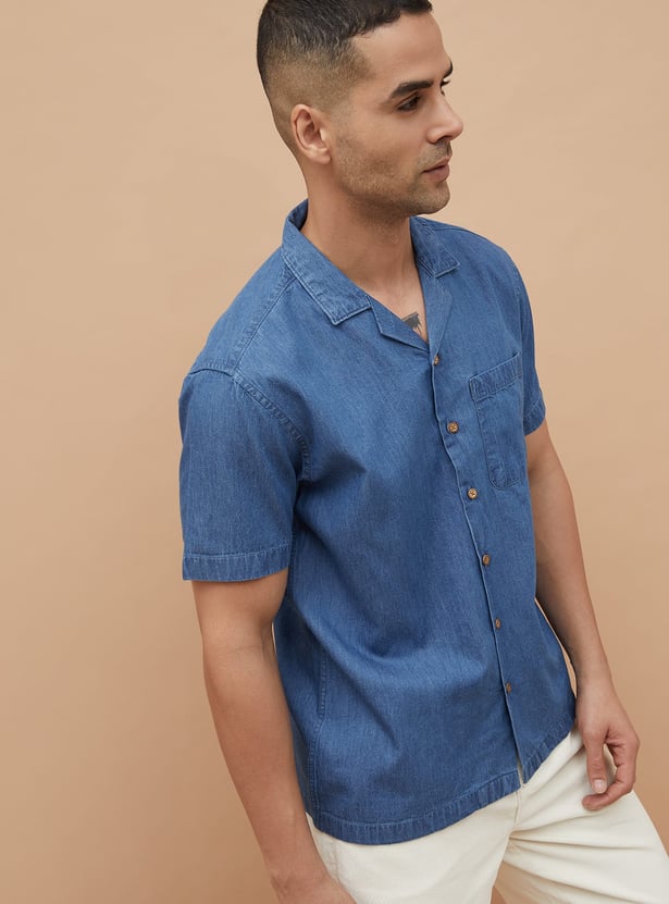 CODE UNWIND Washed Regular Fit Denim Shirt