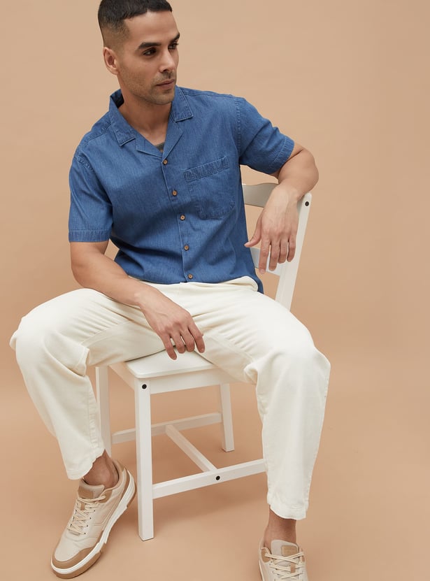 CODE UNWIND Washed Regular Fit Denim Shirt
