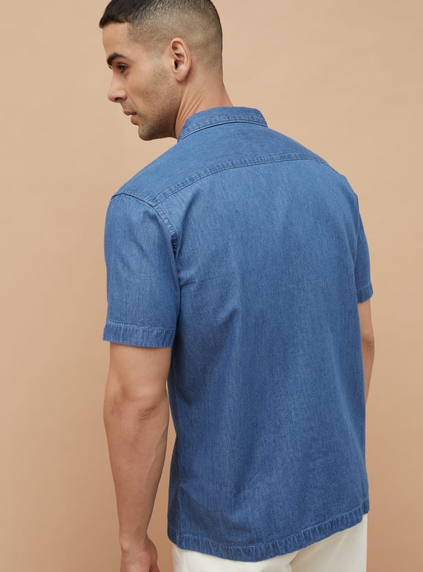 CODE UNWIND Washed Regular Fit Denim Shirt