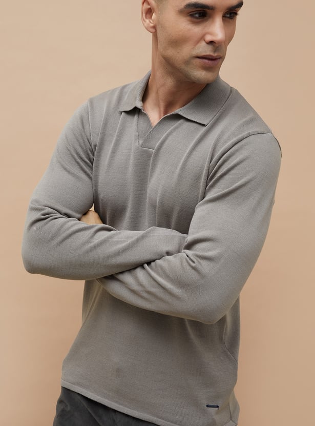 CODE Knitted Johnny Collar T-shirt