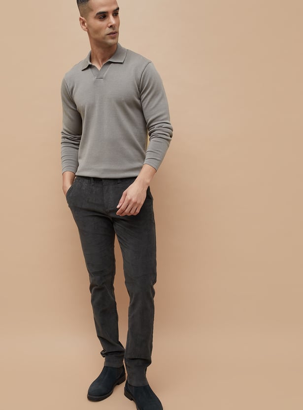 CODE Knitted Johnny Collar T-shirt