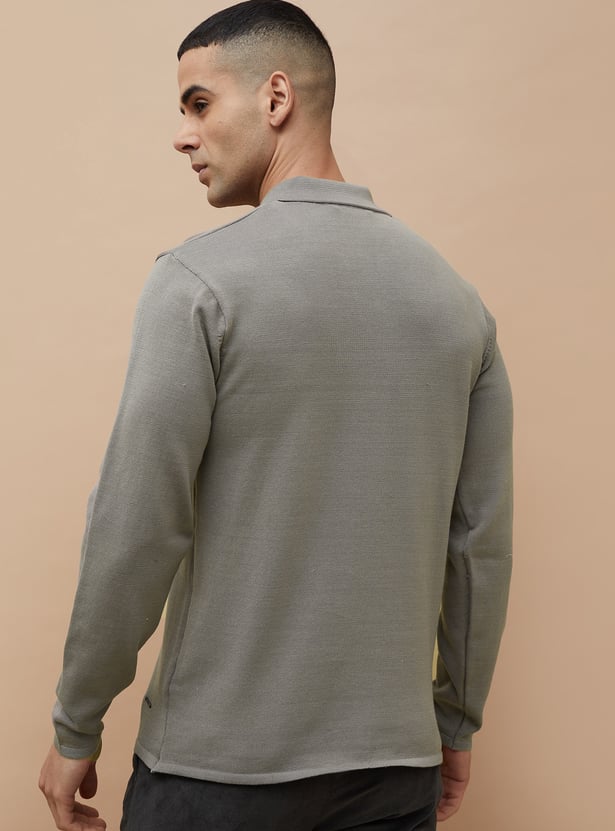 CODE Knitted Johnny Collar T-shirt