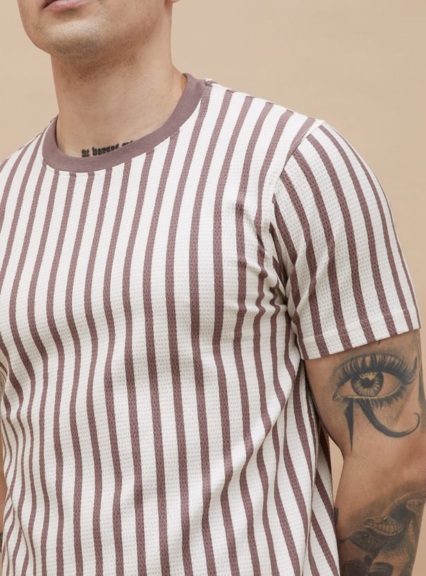 FAME FOREVER Striped Crew Neck T-shirt
