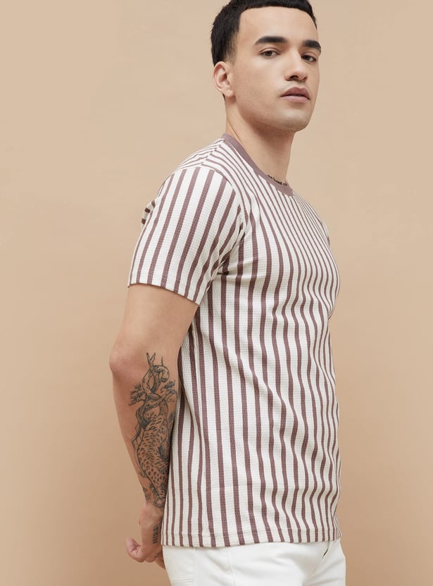 FAME FOREVER Striped Crew Neck T-shirt
