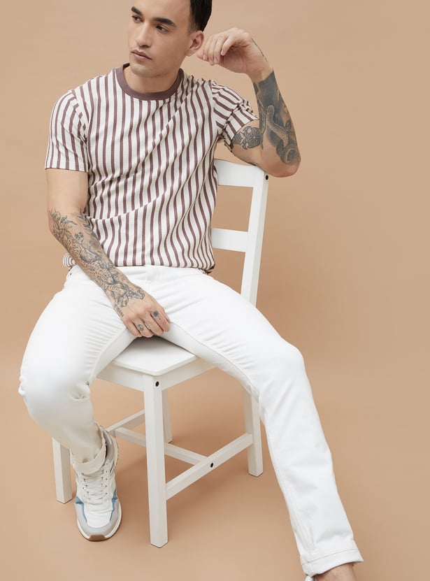 FAME FOREVER Striped Crew Neck T-shirt